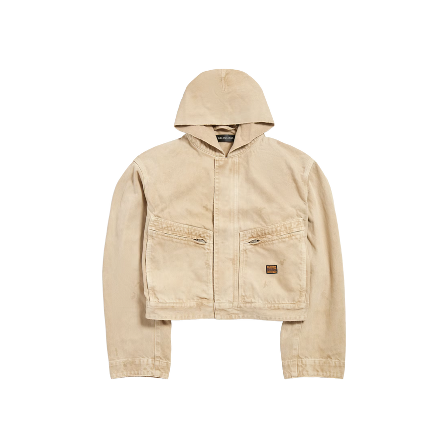 Cropped Hooded Work Jacket