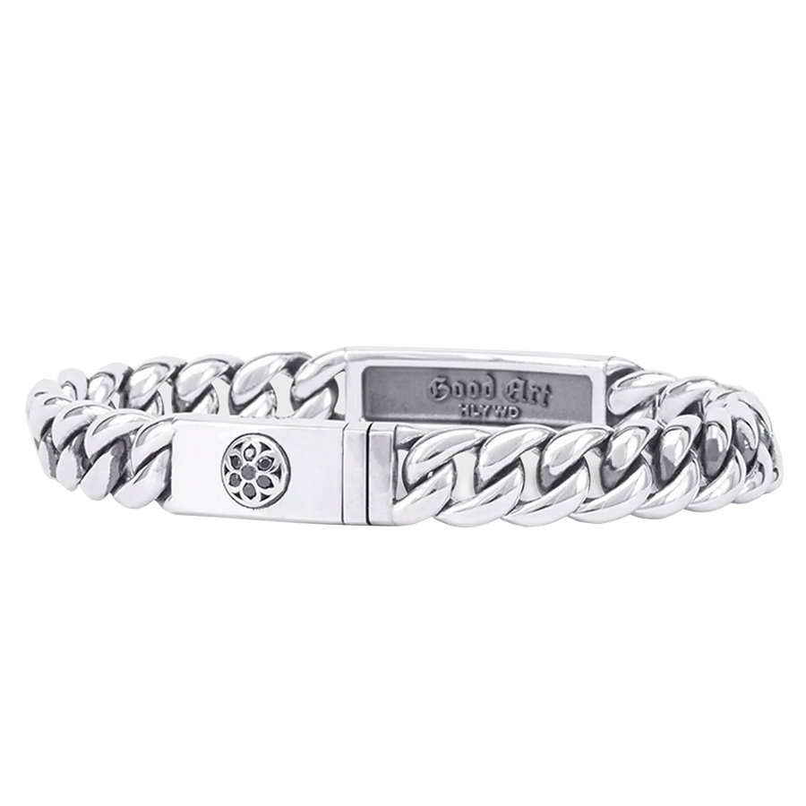 B & T ID Bracelet With Black Diamonds