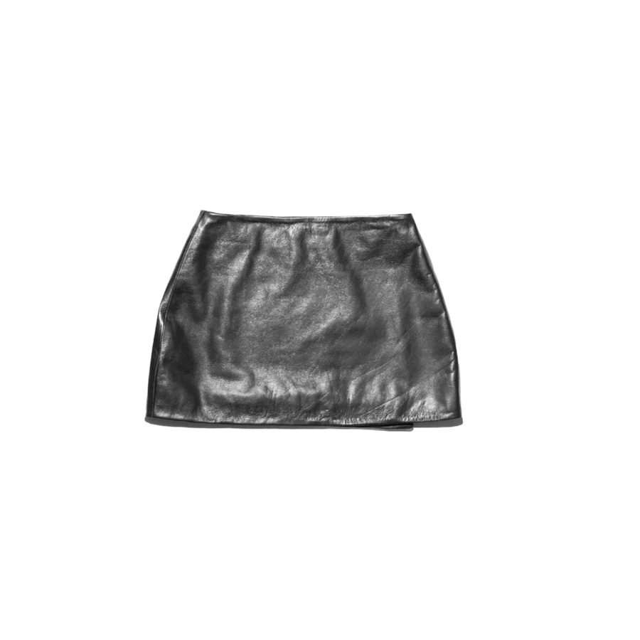 Leather Side Buckle Mini Skirt
