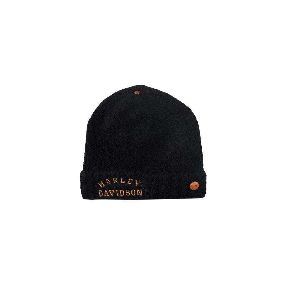 Black Boucle Cashmere Beanie