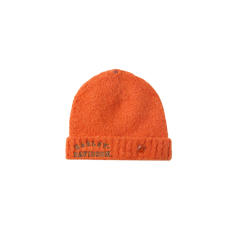 Vermillion Boucle Cashmere Beanie