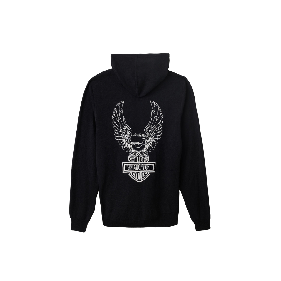 Black Milano Knit Cashmere Logo Hoodie