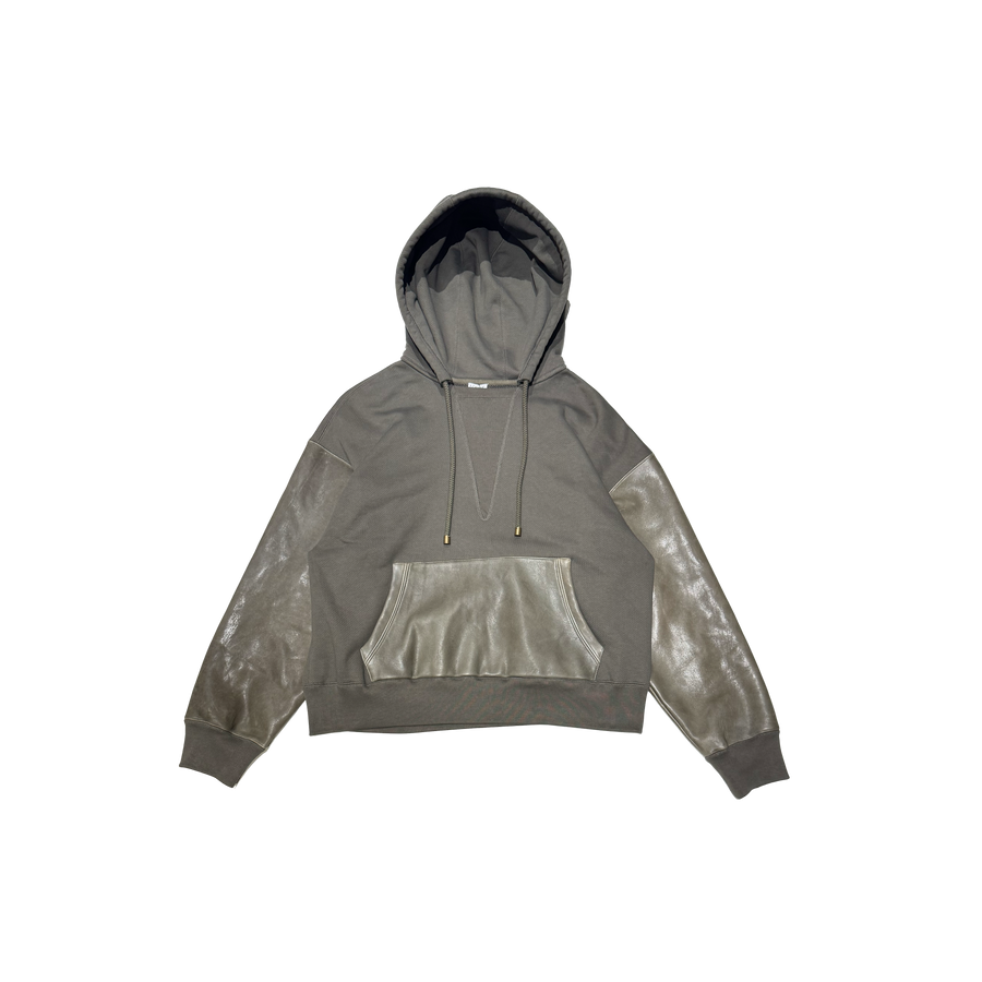 Hybrid Hoodie in Cotton & Nappa Leather