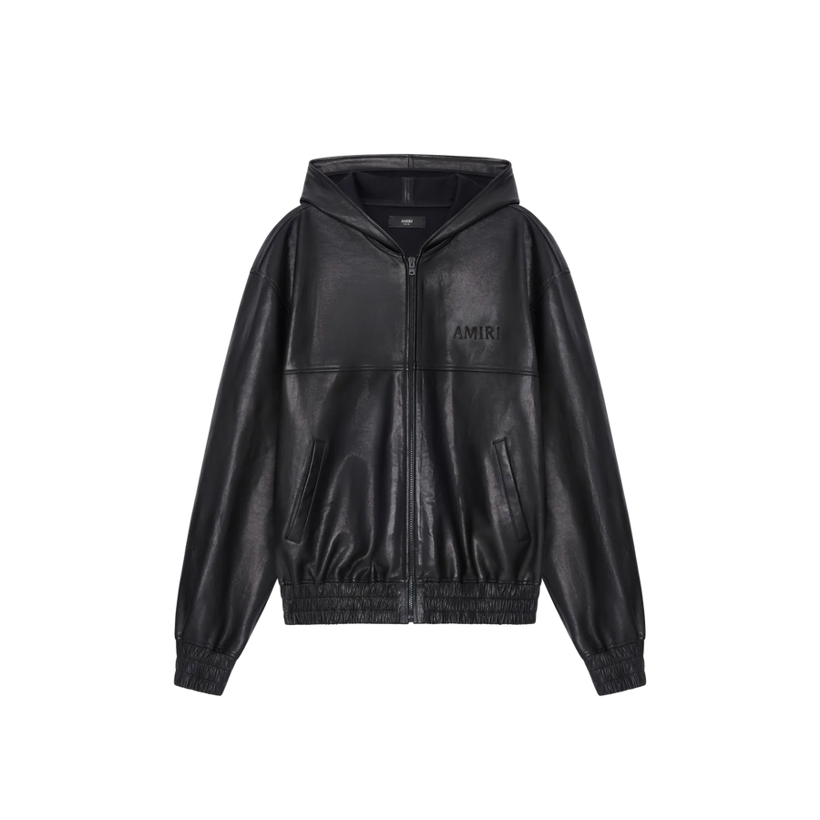 Leather Oversized Zip Hoodie