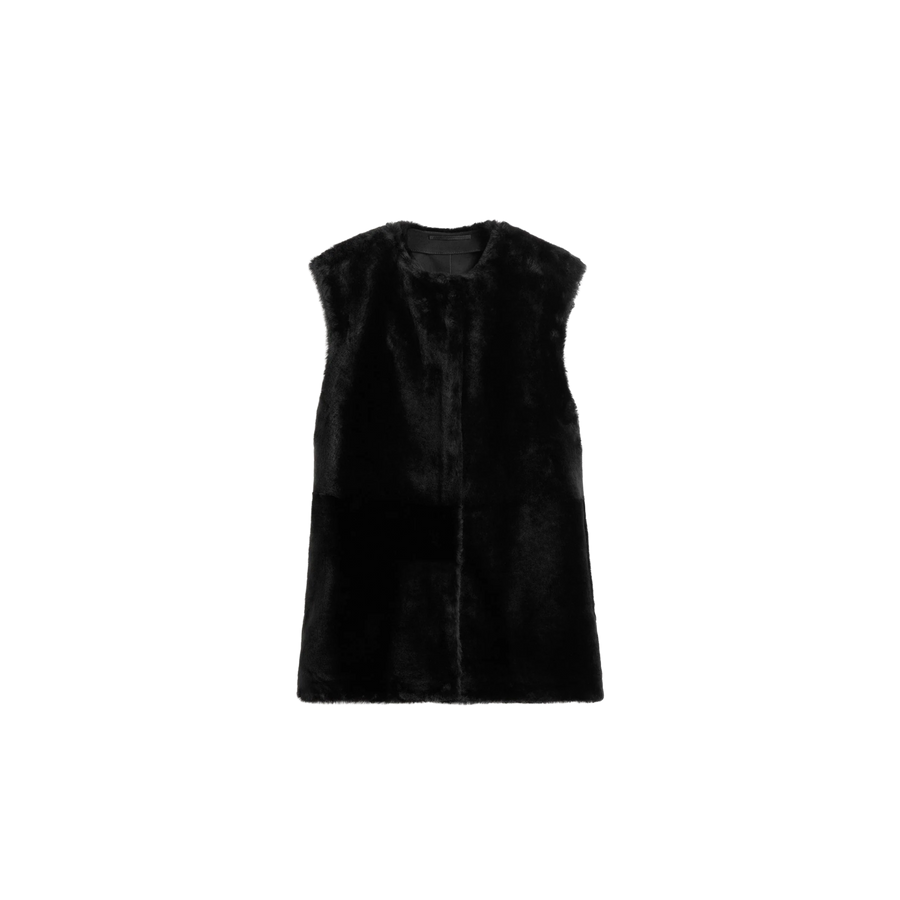 Plush Shearling Vest Black