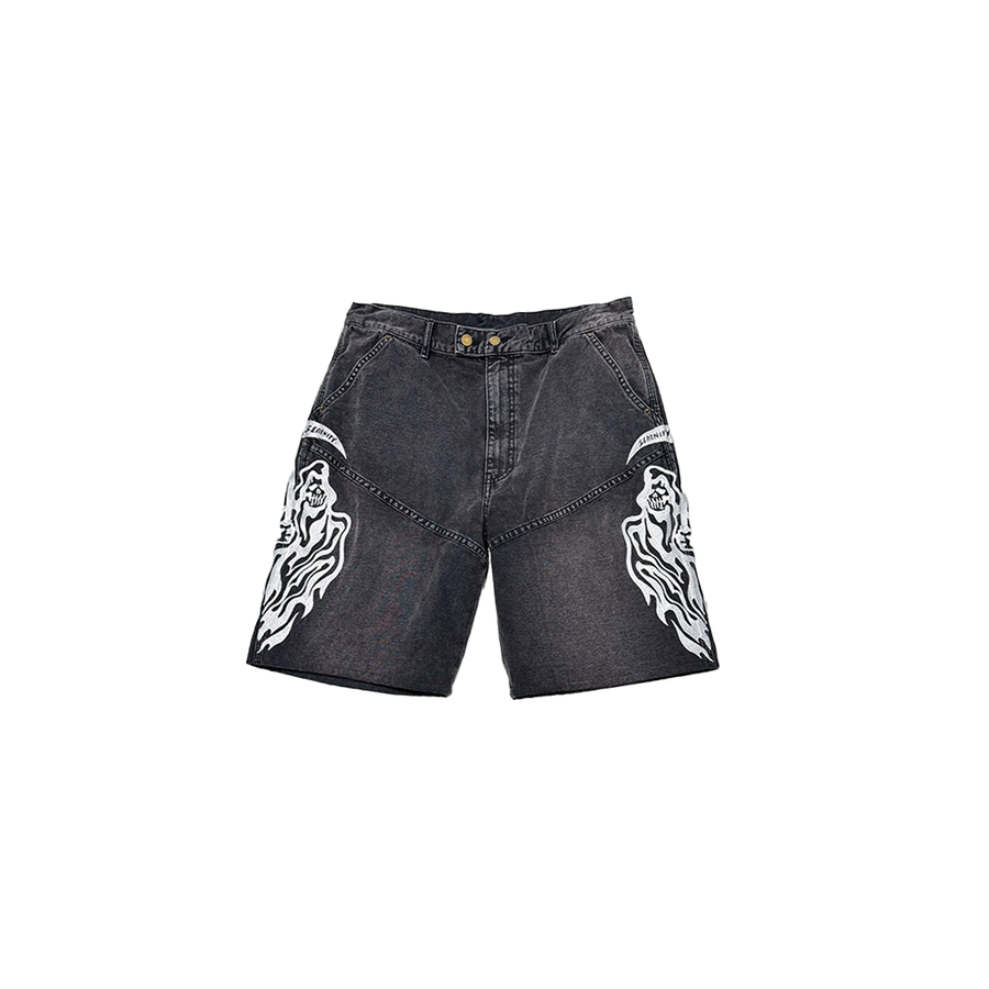 Baggy Moto Jean Shorts